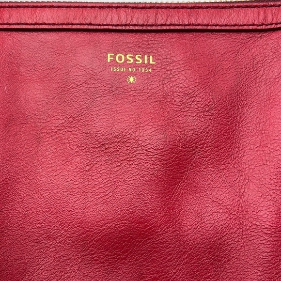 Fossil Red Leather Tote MCB6665A - Picture 2 of 10